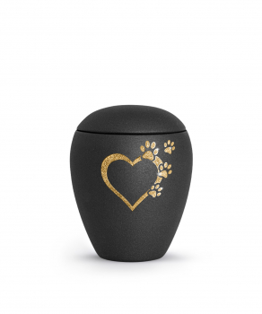 Star Velvet Edition Urn with large heart design with small hearts with glitter design