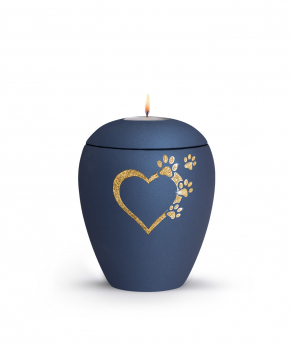 Star Velvet Edition Urn with large heart design with small hearts with glitter design